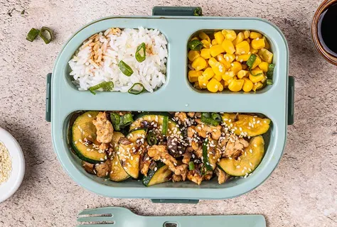 Turkey and courgette rice bowl