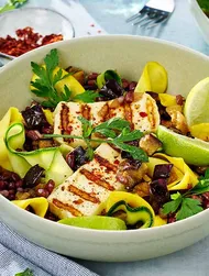 Warm courgette, adzuki bean & aubergine salad