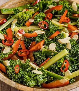 Healthy Kale Salad with Chilli and Almonds