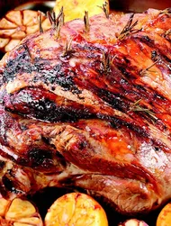Roast Lamb Glazed with Apricot