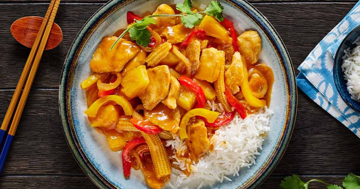 Sweet & Sour Chicken with rice or noodles | Kikkoman UK Recipe