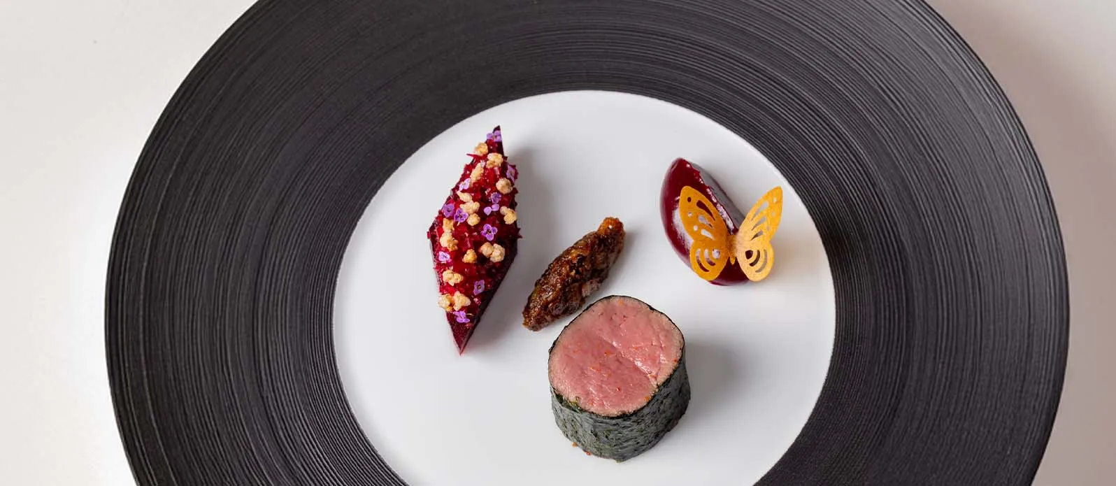 Cotswold venison, crapaudine beetroot, pine