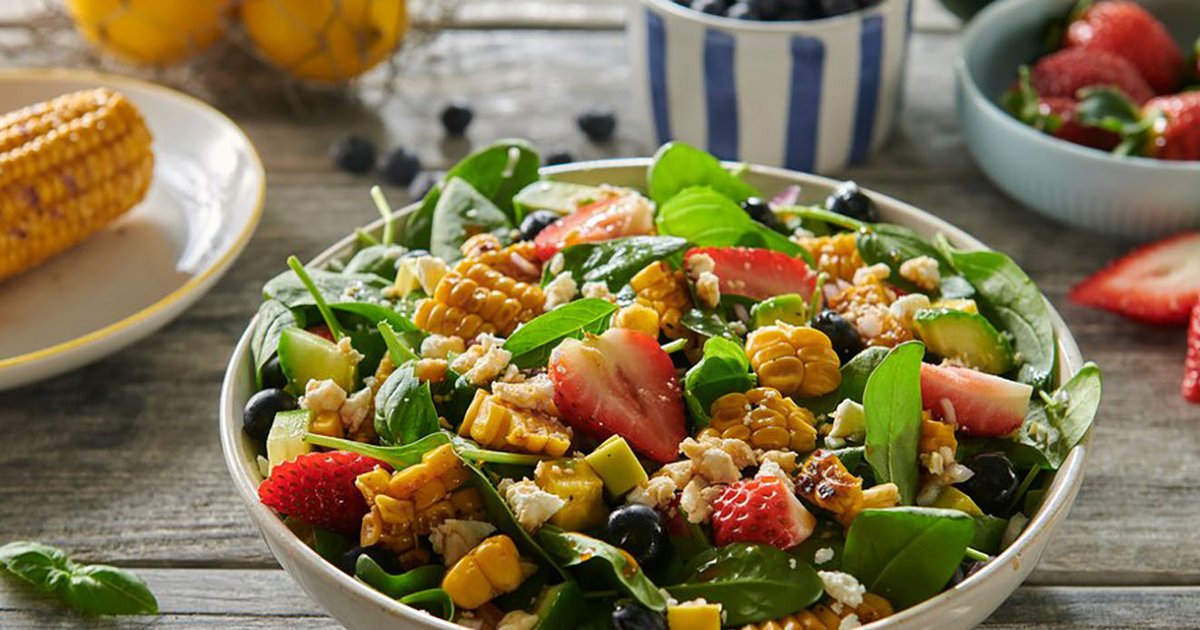 Sweetcorn Feta & Berry Salad | Kikkoman