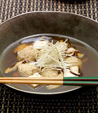 Japanese soup with chicken and tofu dumplings recipe