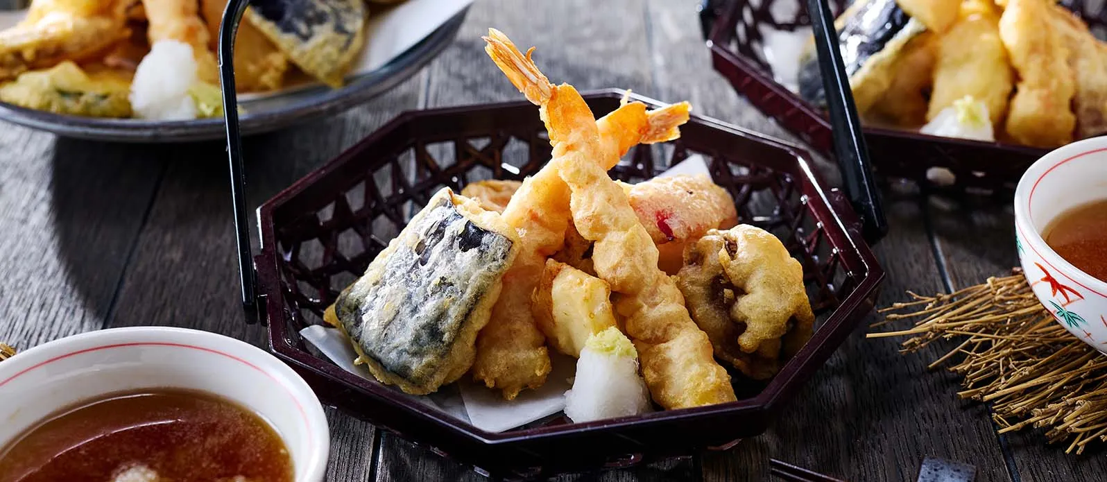 Tempura with seafood and vegetables