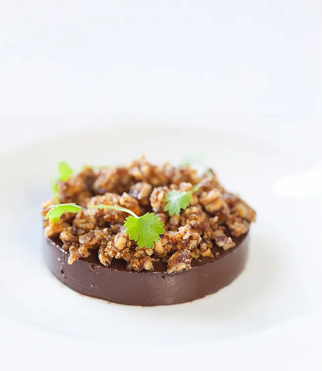 Chocolate and olive oil truffle with soy