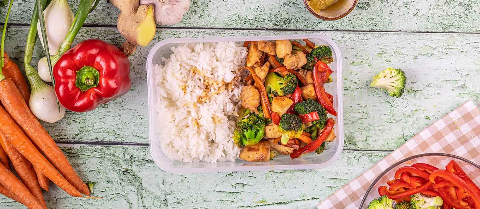 Honey and soy chicken stir-fry with rice