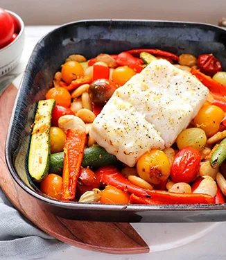Mediterranean-style Roasted Cod with Tamari