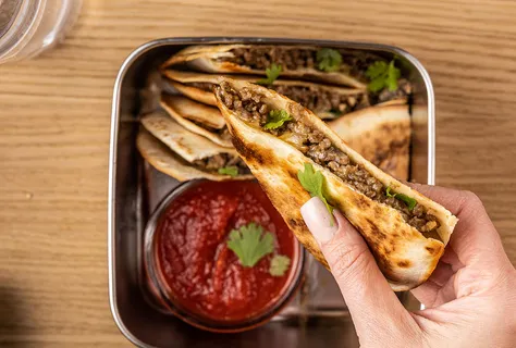 Beef and mushroom quesadilla