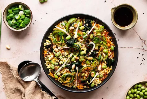 Couscous, edamame & wakame seaweed salad