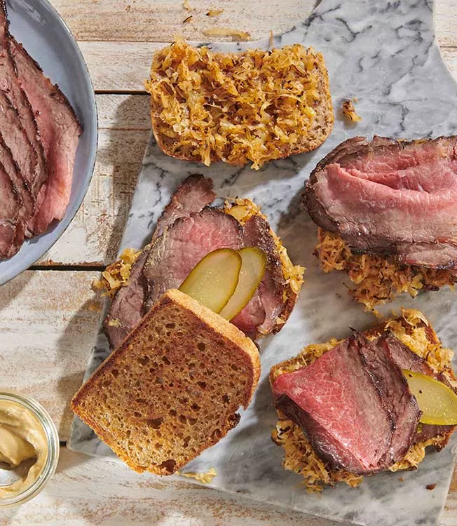 Grilled roast beef pastrami-style