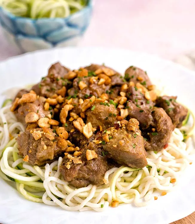Slow Cooker Pork Stew with noodles and courgetti