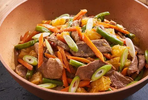 Duck stir-fry with orange and ginger