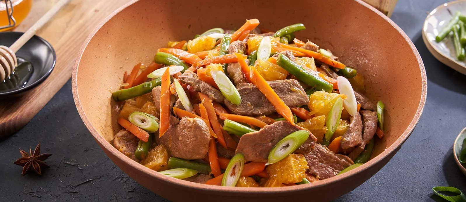 Duck stir-fry with orange and ginger
