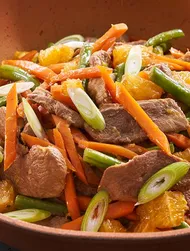 Duck stir-fry with orange and ginger