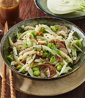 Fennel, Edamame and Walnut Salad with Ponzu dressing