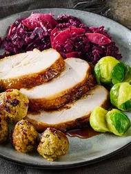 Teriyaki turkey with cranberry stuffing balls