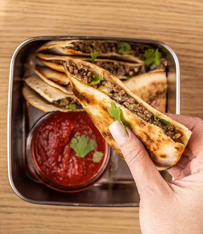 Beef and mushroom quesadilla
