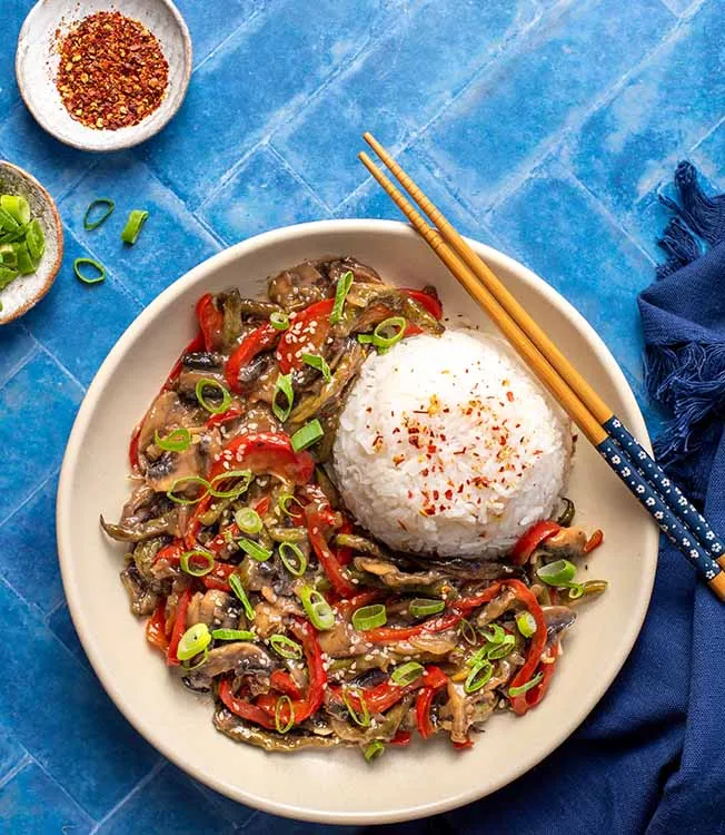 Simple Mushroom and Green Bean Stir Fry