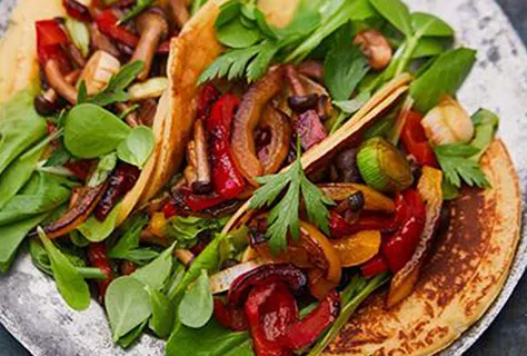 Yakitori stir-fried vegetable pancake wraps recipe