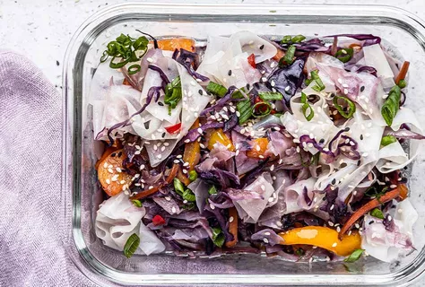 Stir fry with vegetables and rice paper noodles