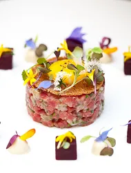 Beef tartare, soy mayonnaise and quail egg