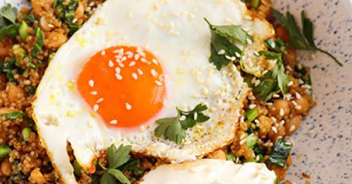 Grains and Greens Bowl with fried egg and tahini yoghurt | Kikkoman