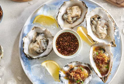 Asian oysters in teriyaki dressing