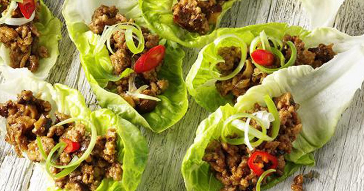 Fragrant Pork Mince in lettuce cups Kikkoman