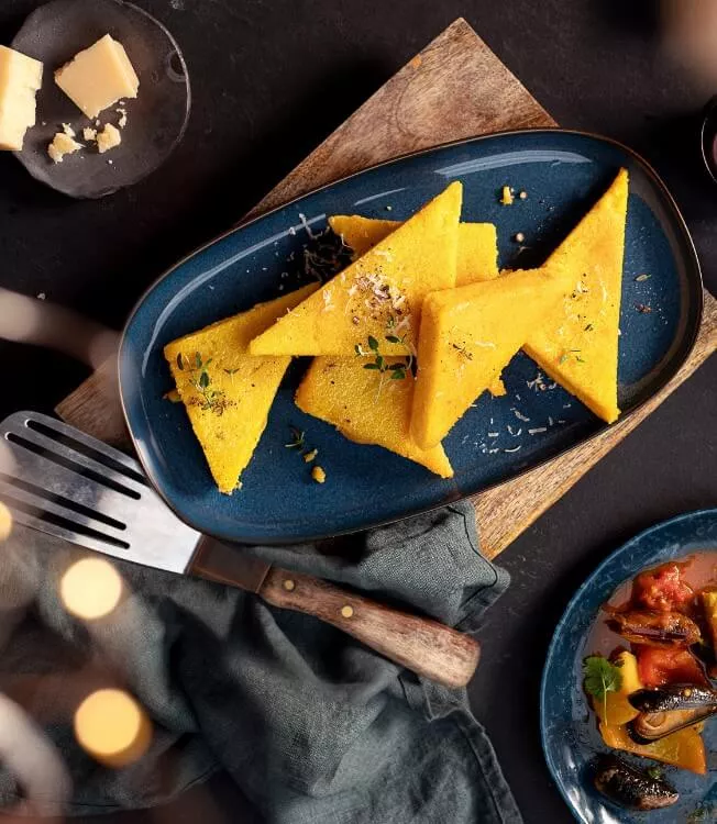 Easy cheesy fried polenta