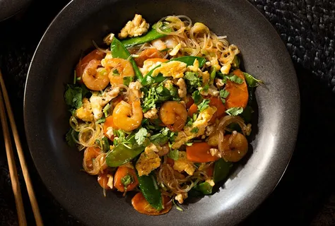 King prawn teriyaki glass noodles