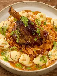 Lamb shank with sauerkraut & parmesan gnocchi