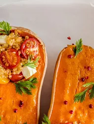 Butternut Squash stuffed with Bulgur Wheat and Feta