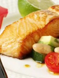 Salmon with avocado and bean salsa