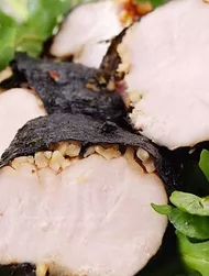 Teriyaki chicken with peanut crunch and nori wrap