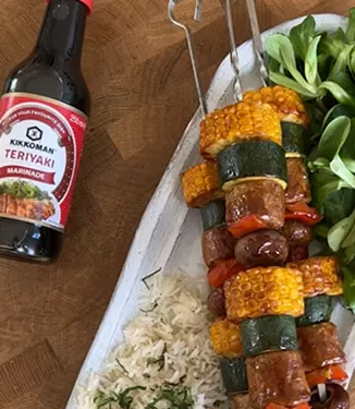 Vegan Teriyaki Sausage Skewers recipe