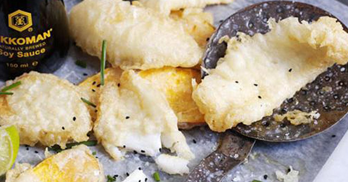 Tempura fish and chips with ponzu dip Kikkoman
