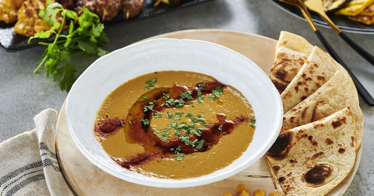 Hummus dip with soy sauce Kikkoman