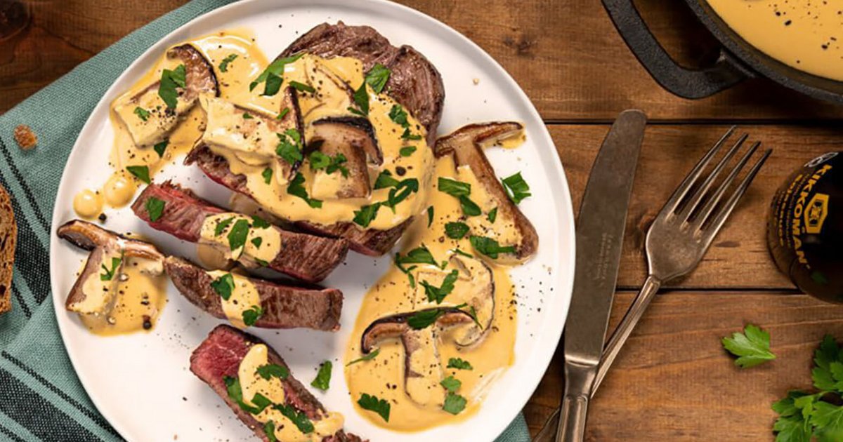 Mushroom sauce with cream, mustard and soy sauce | Kikkoman