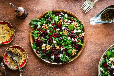 Kale salad with roasted beetroots & feta