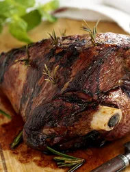 Fragrant leg of lamb with soy glaze