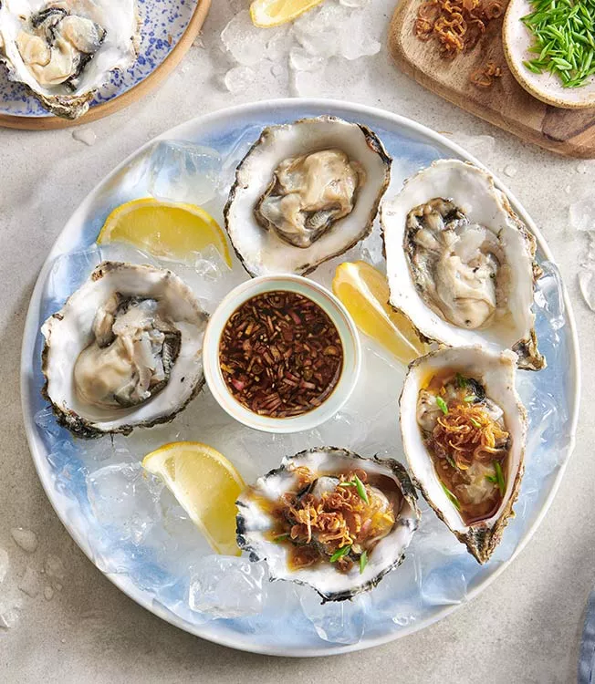 Asian oysters in teriyaki dressing