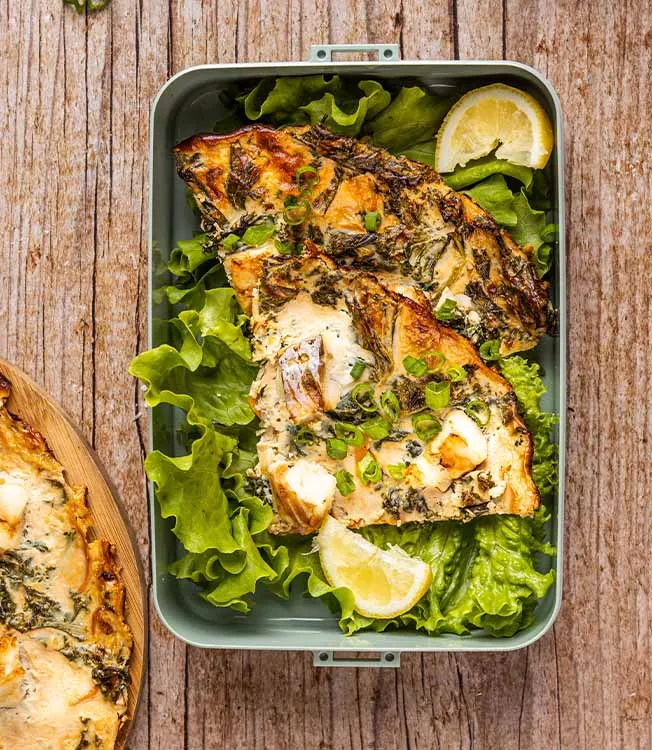 Sweet potato-based cod tart