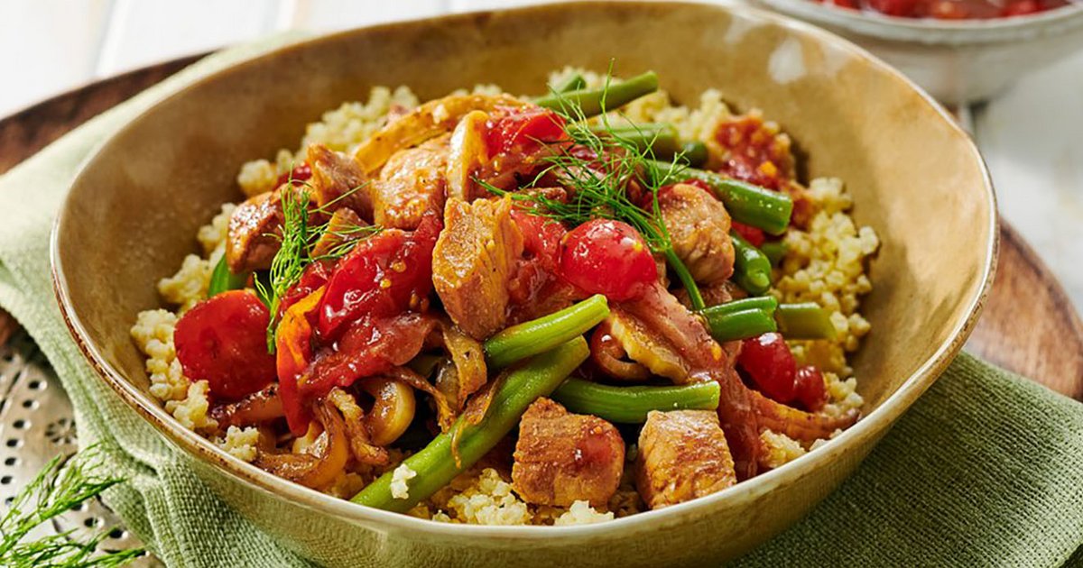 Chicken & Millet Vitality Bowl with Kimchi Vegetables Kikkoman