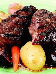 Teriyaki Lamb Steaks with Spring Baby Vegetables