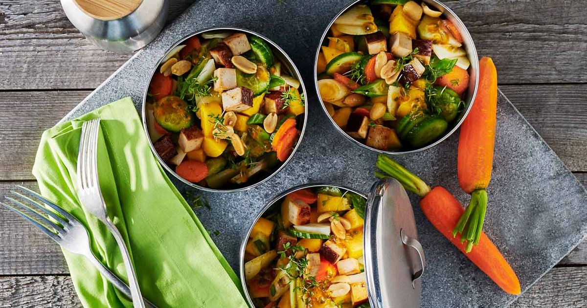 Fruity Mango Cucumber and Carrot Salad with Tofu | Kikkoman