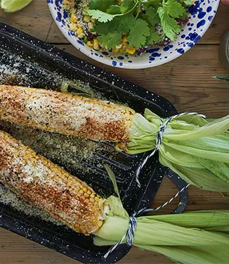 Spiced grilled corn on the cob / Elotes