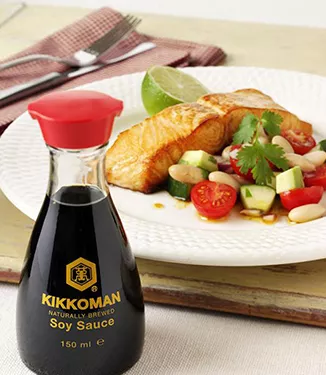 Salmon with avocado and bean salsa