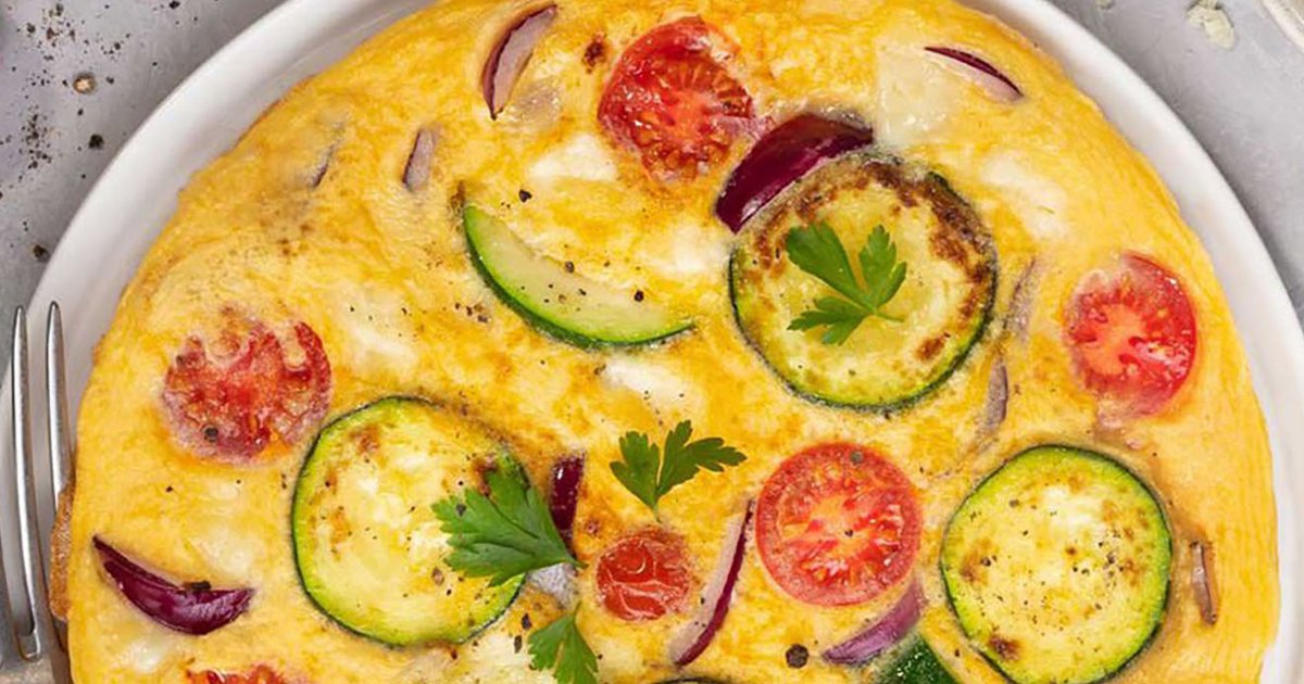 Omelette with tomato courgette and pecorino Kikkoman