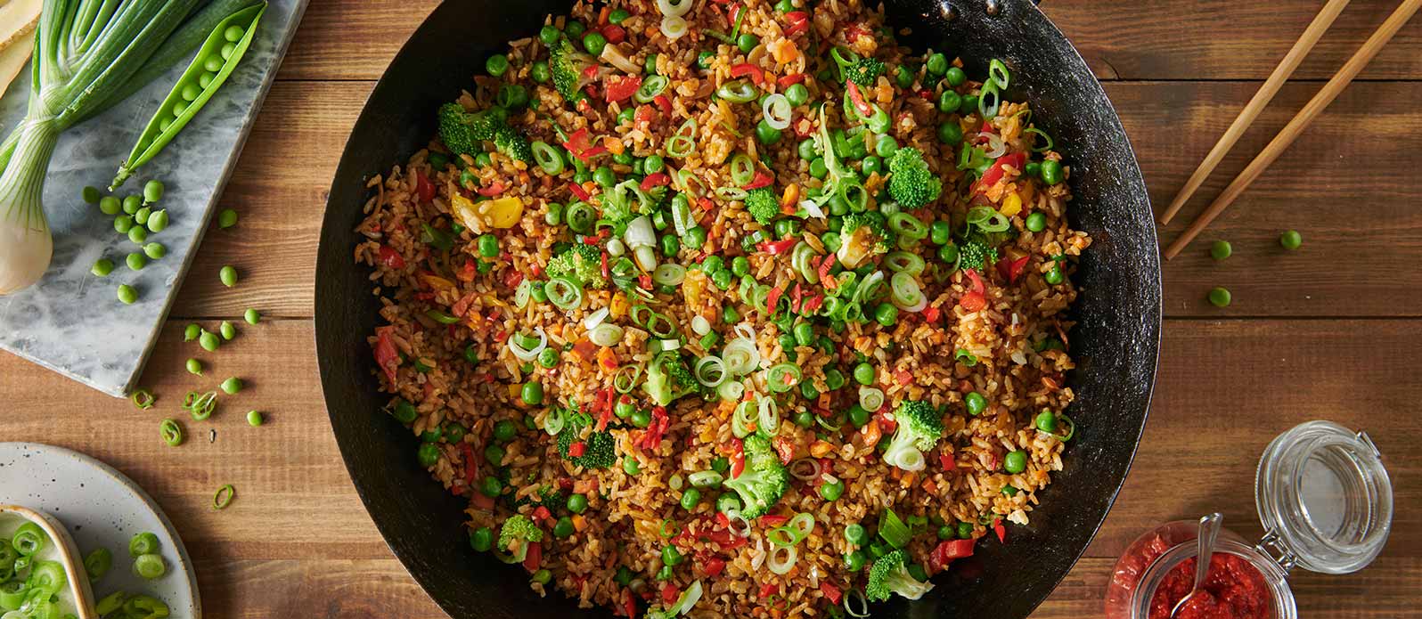 Spicy egg fried rice with vegetables & harissa | Recipe | Kikkoman